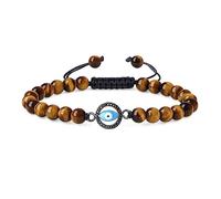 COAI Bracciale Occhio di Allah con Perline di Occhio di Tigre da Uomo e da Donna, Bracciale Occhio di Tigre Regolabile Unisex 16cm