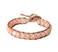 COAI Bracciale Regolabile Realizzato a Mano in Pelle e Pietre Benefiche Narurali in Pietra del Sole