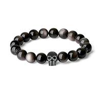 COAI Bracciale Teschio con Perle in Ossidiana Argento