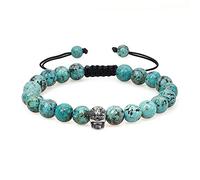 COAI Bracciale Unisex Regolabile con Perle in Turchese Africano e Amuleto Teschio