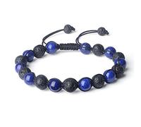 COAI Bracciale Unisex Regolabile con Pietra Lavica e Lapislazzuli