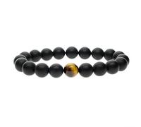 COAI Bracciale Uomo in Onice Opaca e Occhio di Tigre Marrone, Bracciale con Perle Mala Naturali per Equilibrio Energetico