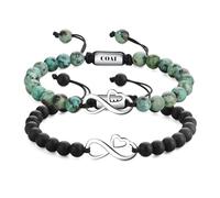 COAI Bracciali di Coppia Infinito Amore con Perline di Onice Opaco e Turchese Africano