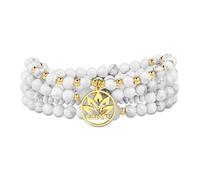 COAI Collana Buddista Rosario Mala 108 Perle di Pietre Dure Naturali Howlite con Ciondolo Namaste