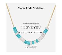 COAI Collana Codice Morse da Donna con Messaggio Segreto “I Love You” - Collana Donna Catenina Placcaca Oro 18K e Perline di Turchese e Howlite, Regalo Romantico per Lei