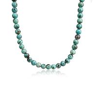 COAI Collana con Perle in Turchese Africano e Perla Amuleto Shou in Acciaio Inox 65cm