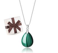 COAI Collana da Donna con Ciondolo a Forma di Lacrima in Malachite, Catena Serpente in Acciaio Inox