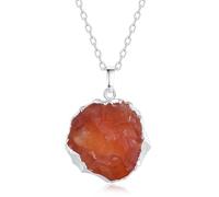 COAI Collana da Donna con Ciondolo di Agata Rossa Grezza, Collana Agata Rossa Naturale da Donna