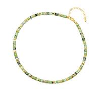 COAI Collana da Donna con Perline Heishi in Crisoprasio, Collana da Donna di Rondelle di Pietre Dure Naturali