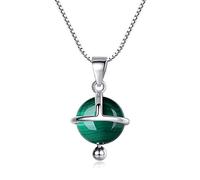 COAI Collana da Donna In Argento 925 con Ciondolo Sfera Satellite in Malachite
