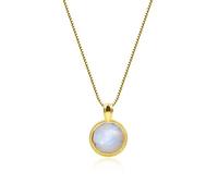 COAI Collana da Donna in Argento Placcato Oro con Ciondolo Circolare in Pietra di Luna, Collana Donna Pietra di Luna