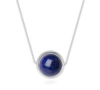COAI Collana da Donna in Argento Sterling 925 con Ciondolo Circolare di Lapislazzuli, Collana Lapislazzuli Naturale da Donna