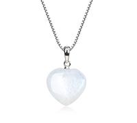 COAI Collana da Donna in Argento Sterling 925 con Ciondolo Cuore in Pietra di Luna, Collana Pietra di Luna da Donna
