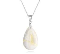 COAI Collana da Donna in Argento Sterling 925 con Ciondolo Goccia d’Acqua di Quarzo Rutilato Giallo, Collana Quarzo Rutilato Naturale da Donna