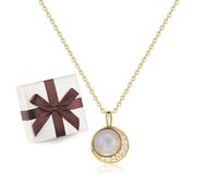 COAI Collana da Donna in Argento Sterling 925 Placcato Oro e con Ciondolo Spicchio di Luna, Collana Pietra di Luna da Donna