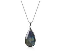 COAI Collana da Donna in Argento Sterling con Ciondolo Goccia d’Acqua di Cristallo di Labradorite, Collana Labradorite Donna
