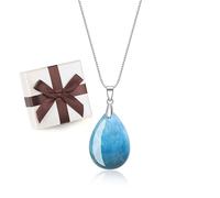 COAI Collana da Donna in Argento Sterling con Ciondolo Goccia d’Acqua in Apatite, Collana di Apatite da Donna