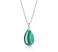 COAI Collana da Donna in Argento Sterling con Ciondolo Lacrima/Goccia d’Acqua in Malachite