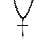 COAI Collana da Uomo con Perle di Onice Opaca e Ciondolo in Acciaio Inox