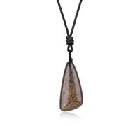 COAI Collana di Bronzite da Uomo e da Donna, Collana Unisex con Ciondolo di Bronzite Naturale e Cordino in Nylon Nero Regolabile