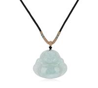 COAI Collana di Giada di Burma da Uomo e da Donna, Collana Buddista Unisex con Cordino Nero e Ciondolo di Giada