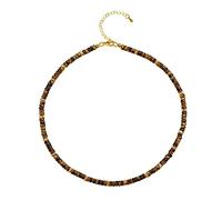 COAI Collana Girocollo da Donna con Perline Heishi in Occhio di Tigre