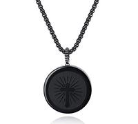 COAI Collana in Acciaio Inox con Pendente Croce in Ossidiana