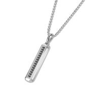 COAI Collana in Acciaio Inox da Uomo, Collana da Uomo con Ciondolo Barra Esagonale con Zirconia Cubica 60cm