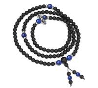 COAI Collana Mala 108 Grani, Bracciale Mala Multistrato 108 Perle in Pietre Naturali, Rosario Tibetano Vajra con Perline di Onice Opaco e Lapislazzuli, Rosario Collana Uomo Donna
