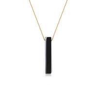 COAI Collana Pendente da Uomo e da Donna con Ciondolo Barra Rettangolare in Ossidiana Nera, Collana Lunga con Catena in Acciaio Inox Placcato Oro e Ciondolo in Pietre Naturali