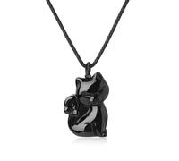 COAI Collana Pendente Gatto Portafortuna in Ossidiana Arcobaleno da Uomo e da Donna