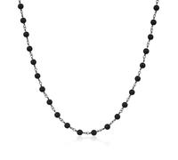 COAI Collana Rosario Unisex con Perle in Onice e Catena in Rame 60cm