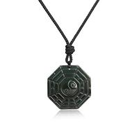 COAI Collana Unisex con Pendente Ottagonale Diagramma Taiji e Otto Trigrammi Ba Gua in Ossidiana con Laccio Regolabile