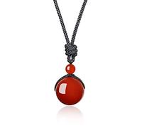 COAI Collana Unisex con Pendente Sfera Perla in Agata Rossa