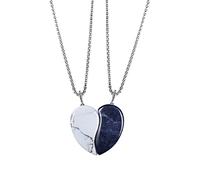 COAI Coppia di Collane per Innamorati con Ciondoli metà Cuore in Howlite e Sodalite