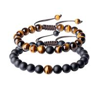 COAI Maching - Bracciali per coppie, con perline per lui e per lei, per coppie, Pietra, Onice