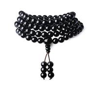 COAI Mala Multistrato 108 Perle in Onice 8mm, Bracciale Collana con Perline di Pietre Dure