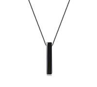 COAI Pendente Barra Rettangolare in Ossidiana Nera, Collana Lunga Pendente Unisex con Catena in Acciaio Inox