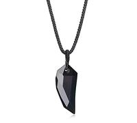 COAI Pendente Dente di Lupo in Ossidiana Nera, Collana Pendente da Uomo in Pietre Naturali, Laccio in Nylon Regolabile