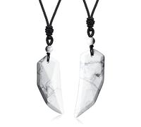 COAI Set Coppia Due Collane con Pendenti Dente di Lupo in Pietre Naturali per Lui e per Lei, Collane Pendenti con Laccio Regolabile