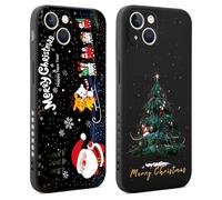 Coalbooliy 2 Pezzi Natale Cover per iPhone 17 Pro Max 6,9”, Nero Silicone Custodia con Aesthetic Christmas natalizia Motivo Disegni Ultra Sottile TPU Bumper Antiurto Case, Albero Santas