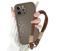 Coalbooliy Cover con Cordino per iPhone 13 Pro 6,1'', Silicone Custodia Aesthetic Leopardo Marrone Automne Mädchen Modello Disegni Collana Universale Protezione Fotocamera Protettiva Case, 01