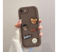 Coalbooliy Custodia per iPhone 17e/iPhone 16e 6,1'', Cellulare Marrone Silicone Morbido Cover per Aesthetic Modello Orsetto di peluche 3D Disegni Protezione Fotocamera Antiurto Case, 01