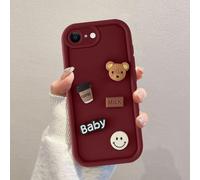 Coalbooliy Custodia per iPhone 7/8/iPhone SE 2022/SE 2020 4,7'', Cellulare Rosso Silicone Morbido Cute Cover Aesthetic Modello Orsetto di peluche 3D Disegni Protezione Fotocamera Antiurto Case, 04