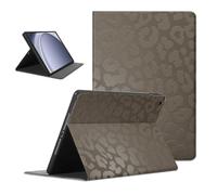 Coalbooliy Custodia per Samsung Galaxy Tab A9, Aesthetic Leopardata Marrone Motivo Disegno Ragazza Flip Cover in pelle PU con Supporto Funzione Soft TPU Antiurto Tablet Case in Silicone, Beige