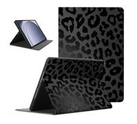 Coalbooliy Custodia per Samsung Galaxy Tab A9, Aesthetic Leopardata Nero Motivo Disegno Ragazza Flip Cover in pelle PU con Supporto Funzione Soft TPU Antiurto Tablet Case in Silicone