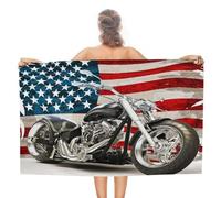 COALHO Telo mare oversize con motivo moto vintage acquerello, telo da spiaggia con bandiera americana, asciugamano da spiaggia leggero ad asciugatura rapida assorbente asciugamano da bagno - 51 x 31