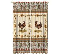 COALHO Tenda vintage con gallo floreale di metà secolo ad acquerello, tenda per finestra, con girasole, fattoria, animali, gallo, con tasca per asta, isolamento termico, tende oscuranti per camera da