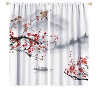 COALHO Tende oscuranti per finestra, stile asiatico e giapponese, stile vintage, con tasca per bastone, per camera da letto, 2 pannelli, 114,3 x 53,3 cm (lunghezza x larghezza)