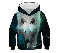 COAOBO 3D Bambini Felpa con Cappuccio,Felpa per Bambini per Ragazza Pullover con Animali Felpa con Lupo per Bambini per Ragazzo Felpe con Cappuccio per Bambini Inverno 3D Fashion Clothes-120Cm